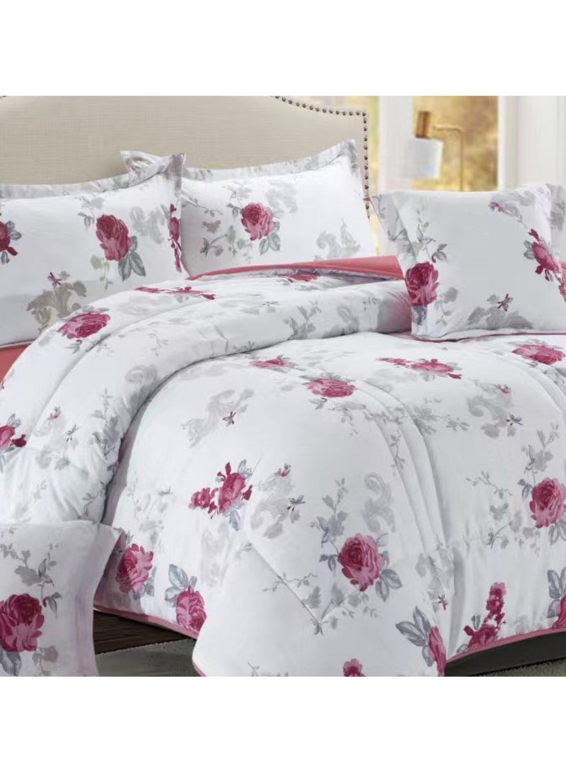 بلو سكاي مفرش سرير نفرين فخم من المايكروفايبر 100% ، غطاء سرير ، قابل للإستخدام على الوجهين، طقم مفارش بحشوة   ، طقم نوم يتكون من 6 قطع ( مفرش بحشوة + واقي مرتبة مطاط + واقي مخدة + كيس مخدة + وسادة مربعة + كيس للوسادة المربعة  ) مقاس المفرش 240X260 سم ومقاس واقي المرتبة 200x200 سم ( اللون نفس الصورة) - Image 2